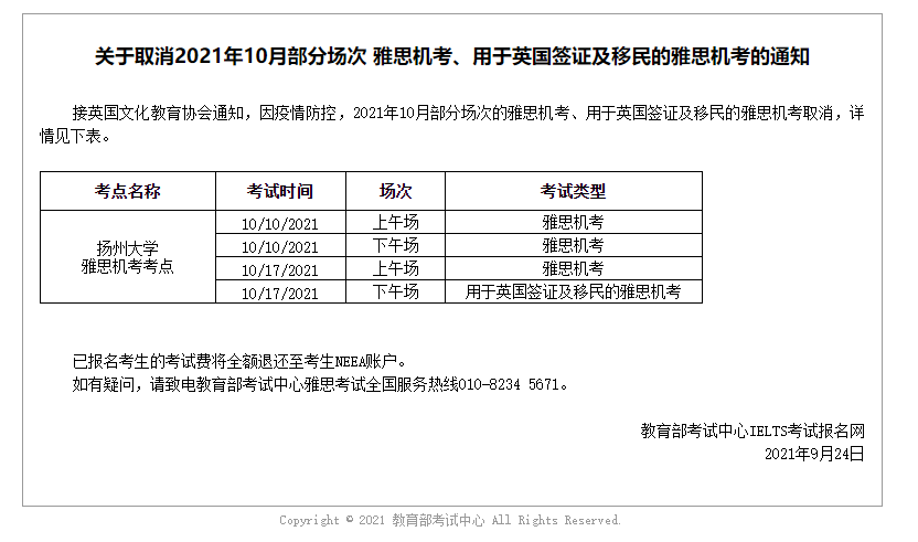 关于雅思培训班停课通知的重要通知